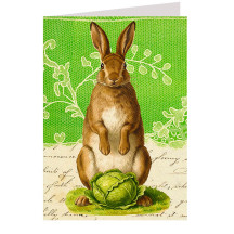 Brown Bunny with Cabbage Easter Card ~ England